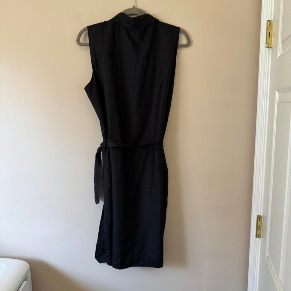 90s Black Raw Silk Longline Vest Jacqueline Ferrar size 14 shell buttons - Picture 5 of 6